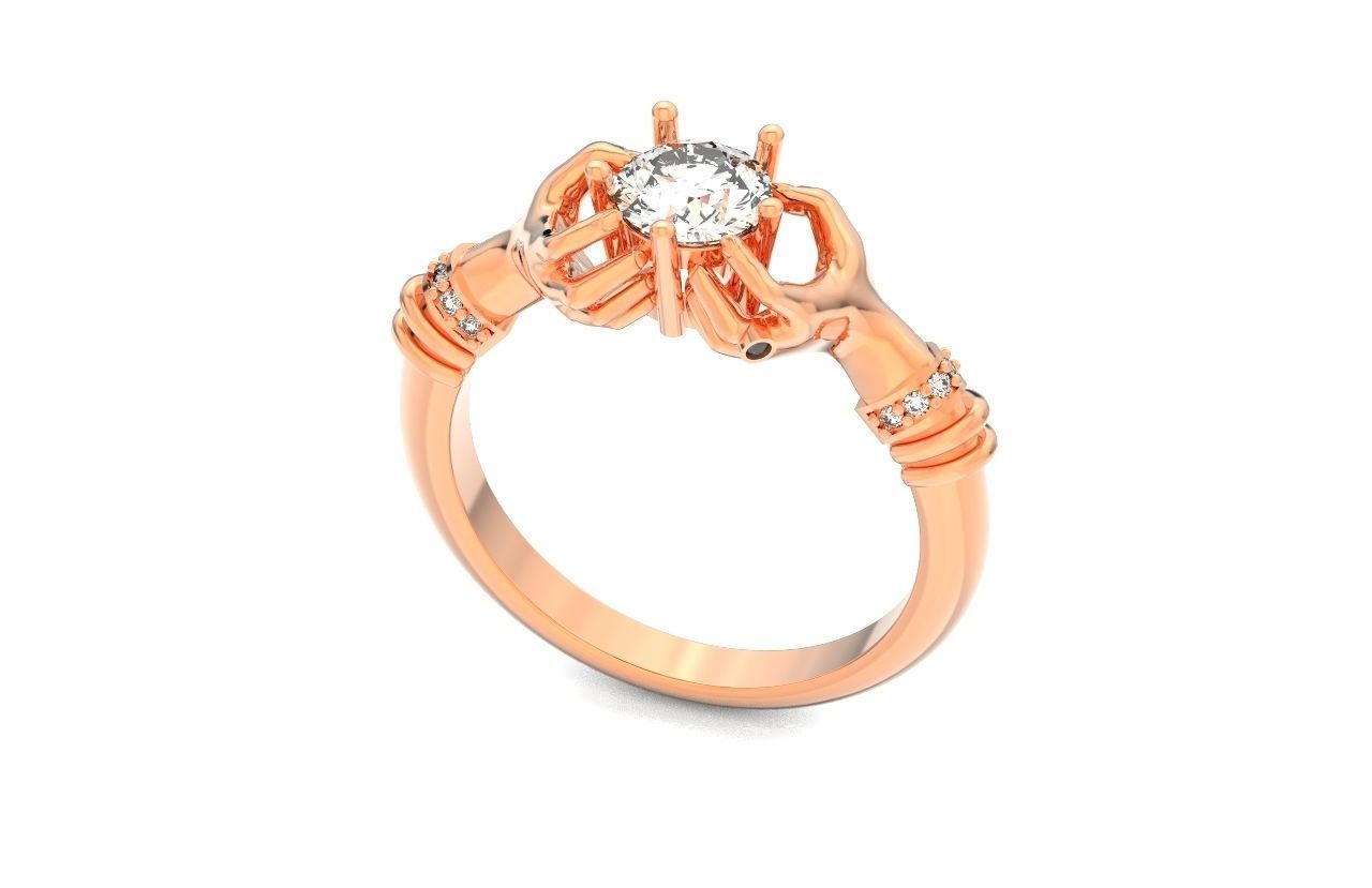 hand ring palms hold a stone all ring sizes 617 3D print model_53