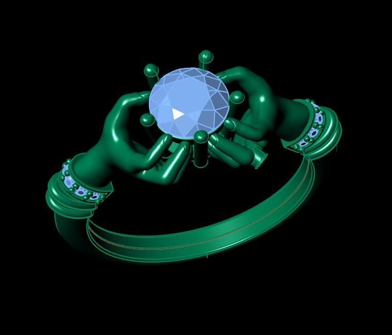 hand ring palms hold a stone all ring sizes 617 3D print model_32