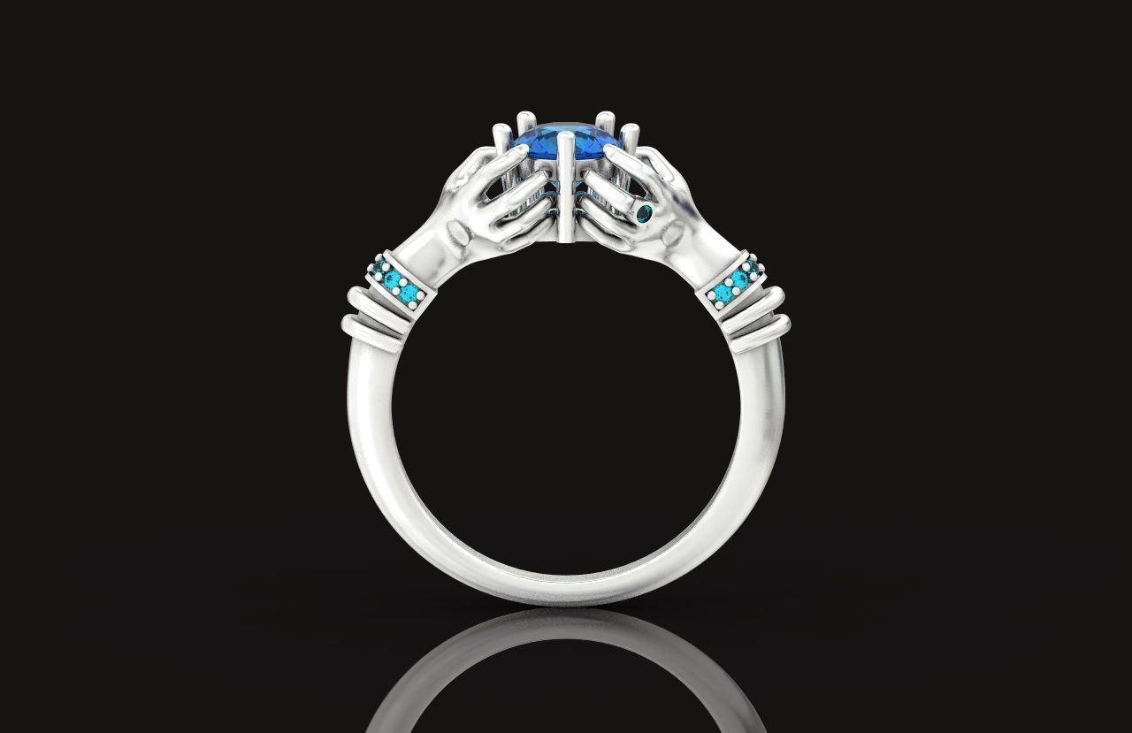 hand ring palms hold a stone all ring sizes 617 3D print model_49