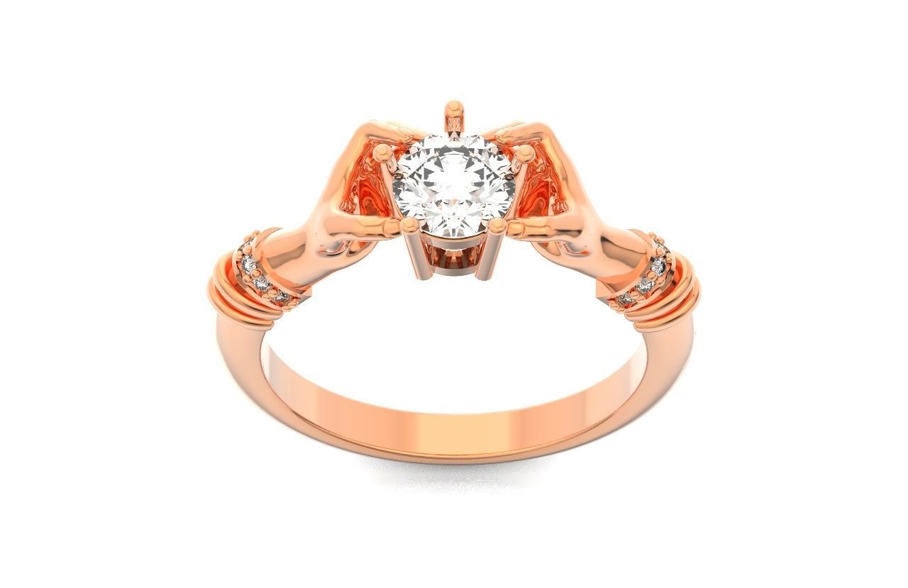 hand ring palms hold a stone all ring sizes 617 3D print model_52