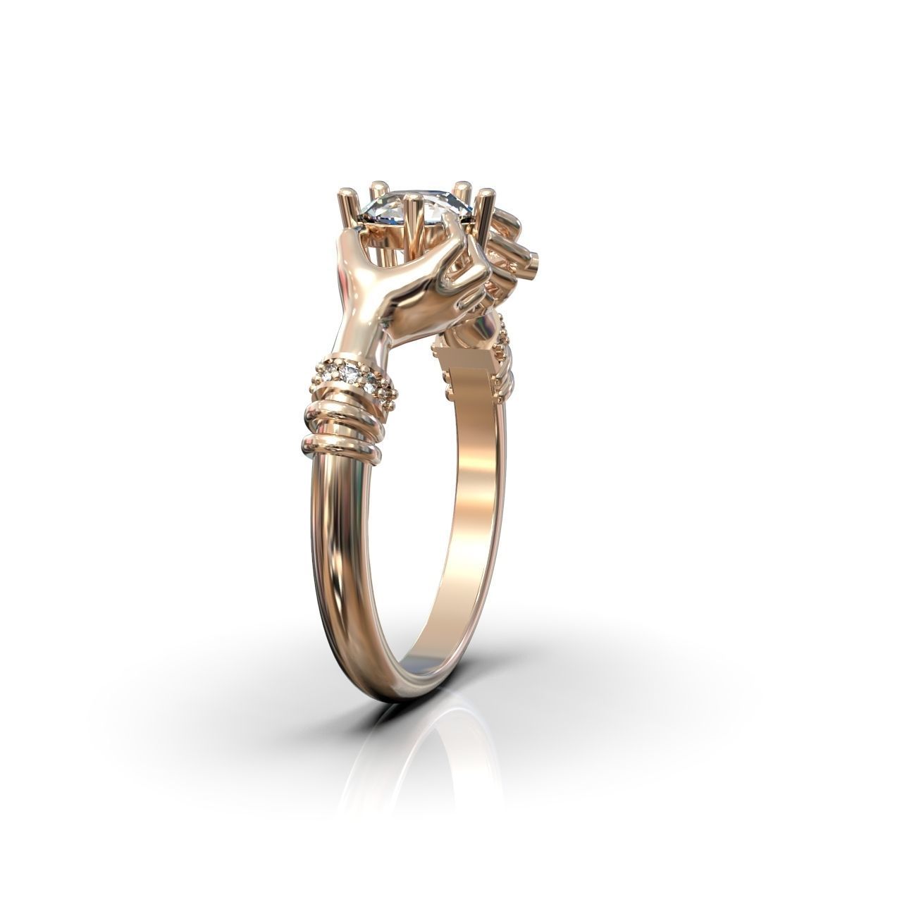 hand ring palms hold a stone all ring sizes 617 3D print model_18
