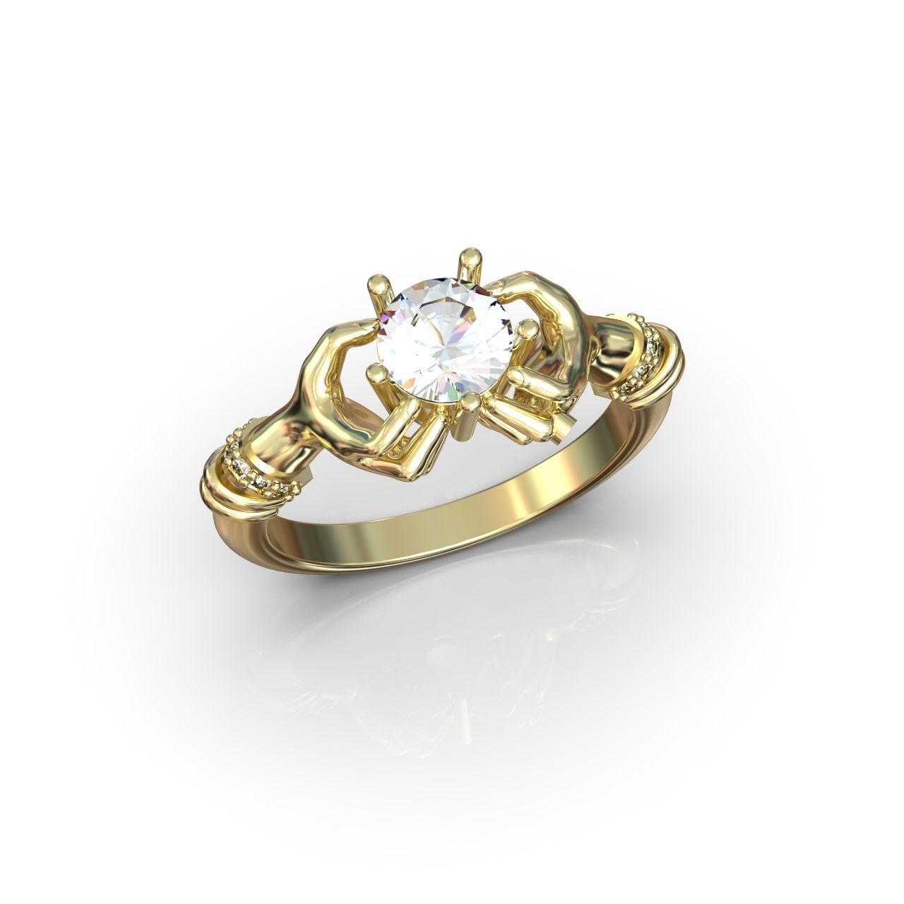 hand ring palms hold a stone all ring sizes 617 3D print model_25