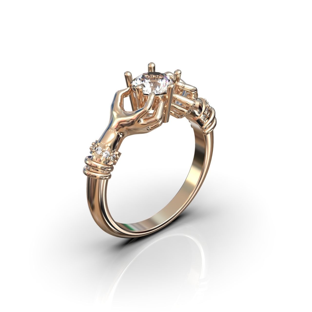 hand ring palms hold a stone all ring sizes 617 3D print model_23