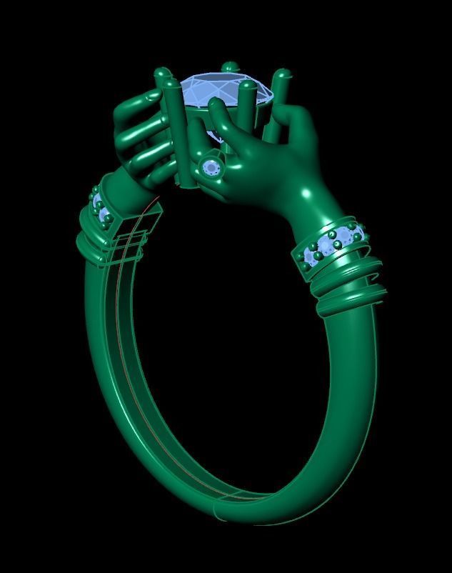 hand ring palms hold a stone all ring sizes 617 3D print model_33