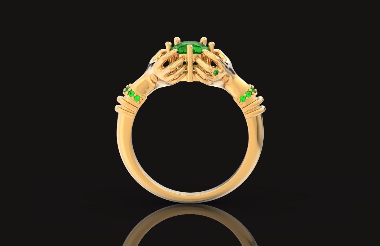 hand ring palms hold a stone all ring sizes 617 3D print model_39