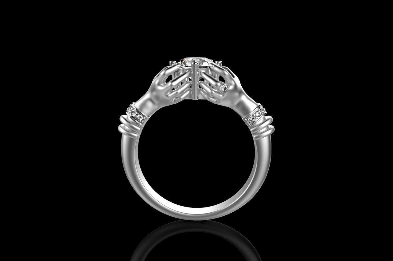 hand ring palms hold a stone all ring sizes 617 3D print model_6
