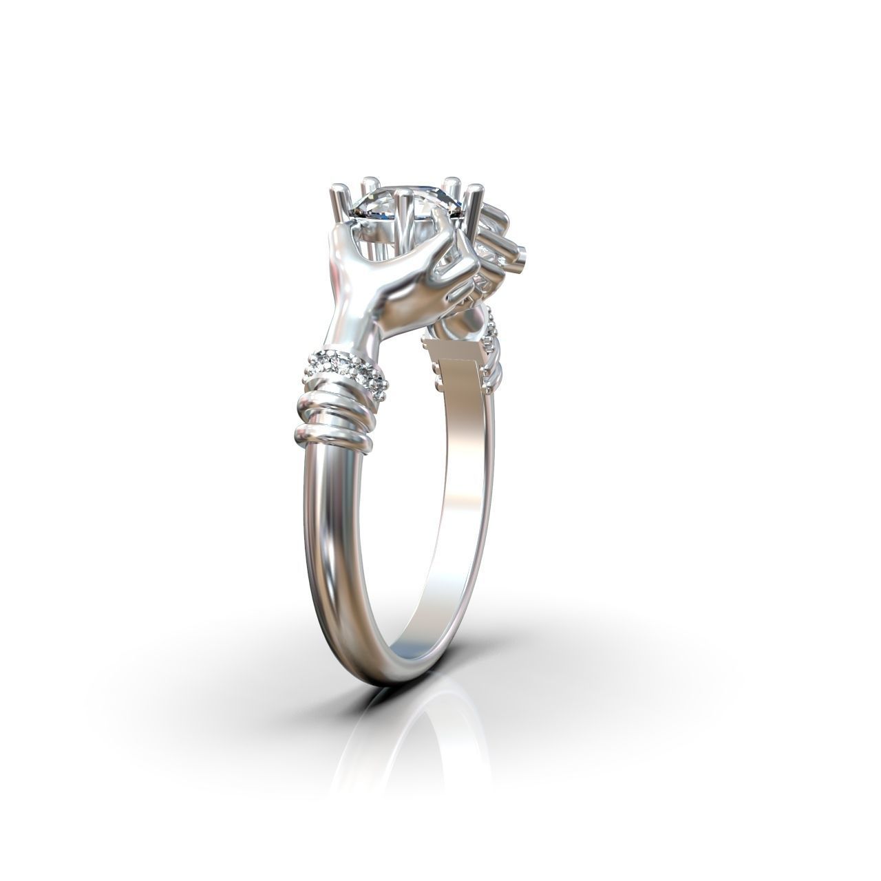 hand ring palms hold a stone all ring sizes 617 3D print model_17