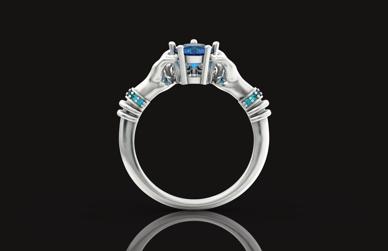 hand ring palms hold a stone all ring sizes 617 3D print model_47