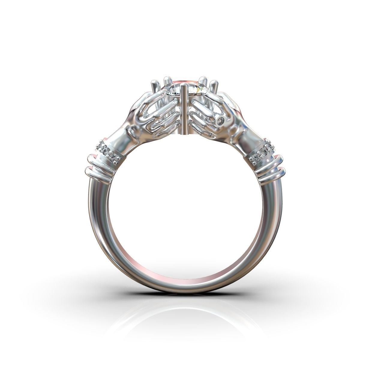 hand ring palms hold a stone all ring sizes 617 3D print model_13