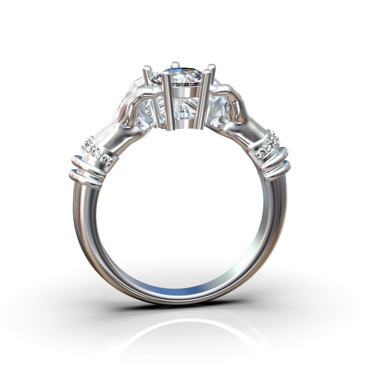 hand ring palms hold a stone all ring sizes 617 3D print model_14