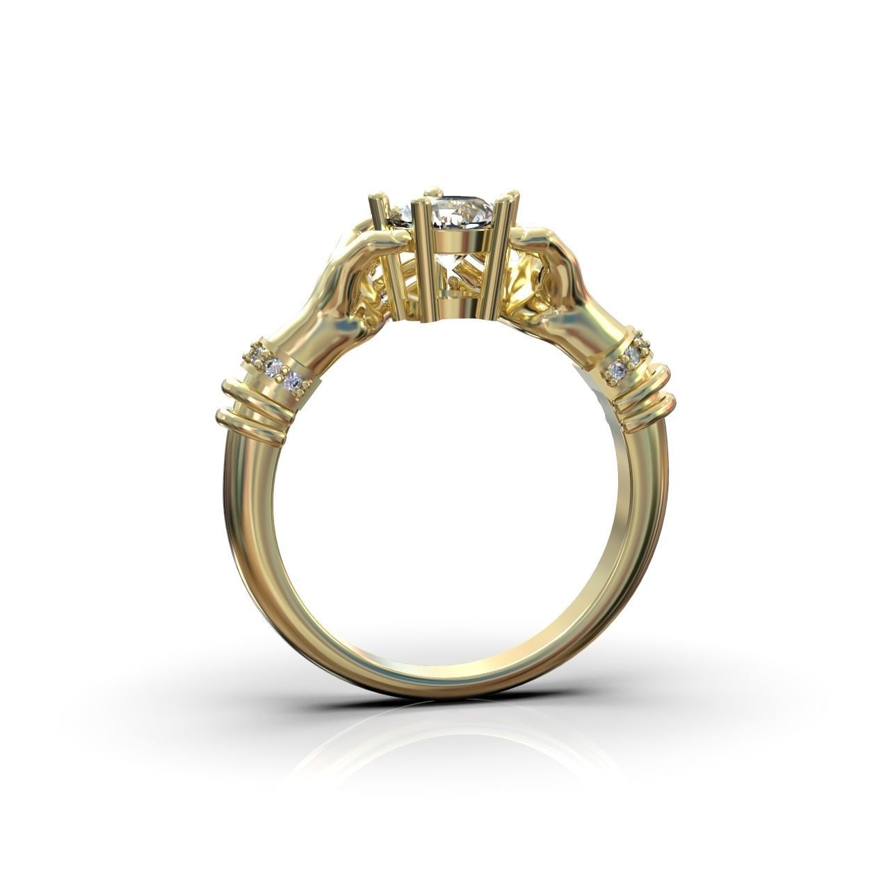 hand ring palms hold a stone all ring sizes 617 3D print model_27