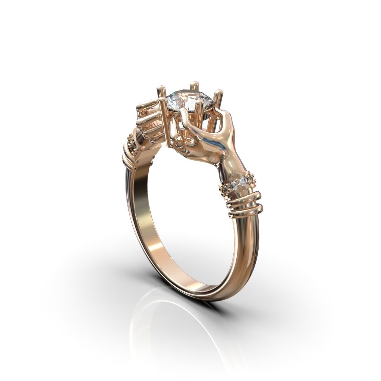 hand ring palms hold a stone all ring sizes 617 3D print model_20