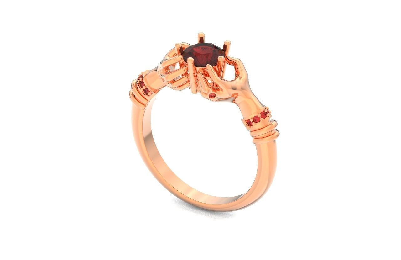 hand ring palms hold a stone all ring sizes 617 3D print model_54