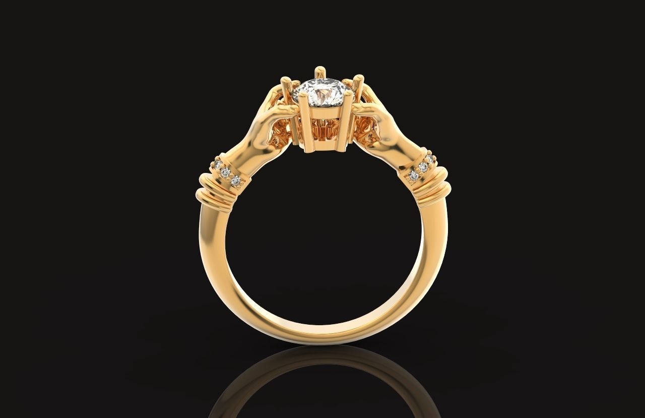 hand ring palms hold a stone all ring sizes 617 3D print model_46