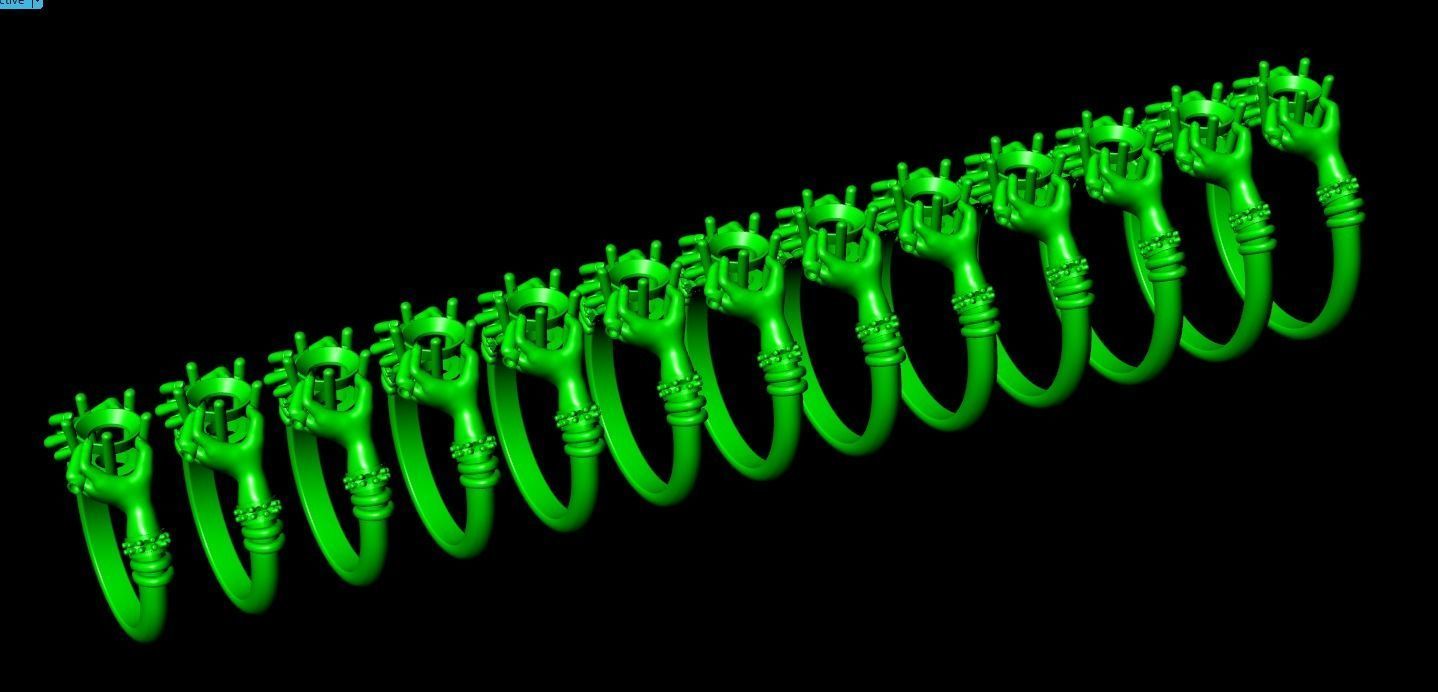 hand ring palms hold a stone all ring sizes 617 3D print model_5