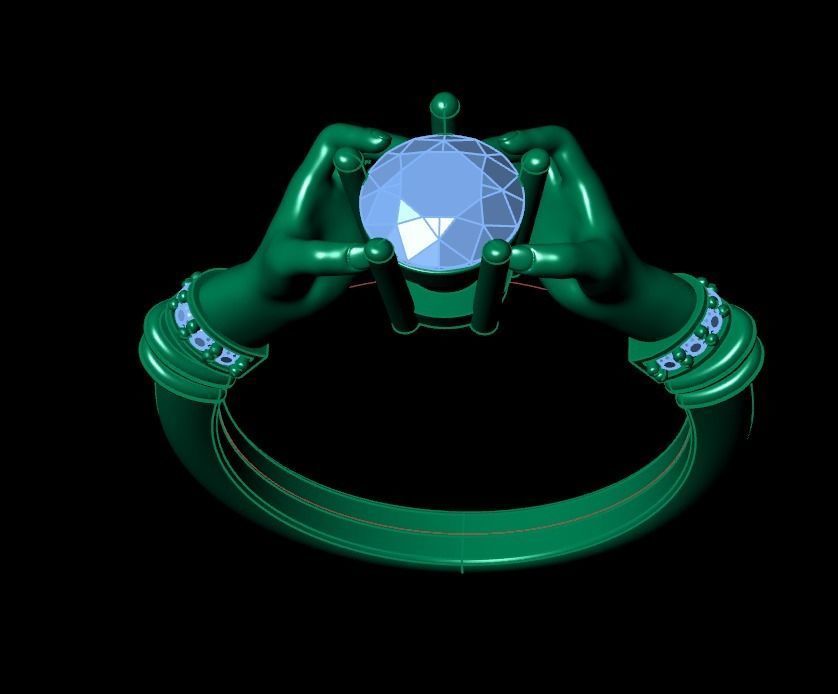 hand ring palms hold a stone all ring sizes 617 3D print model_34