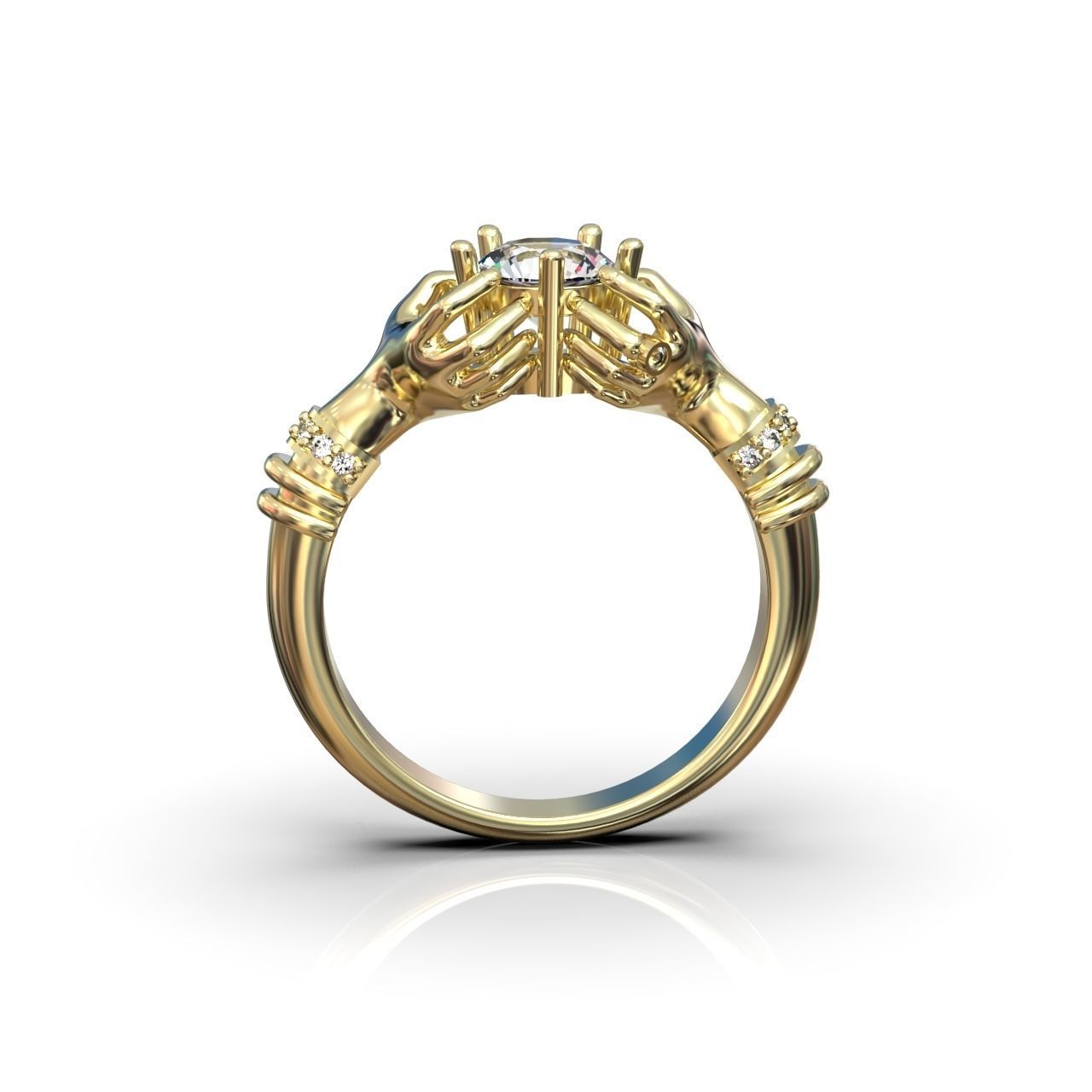 hand ring palms hold a stone all ring sizes 617 3D print model_26