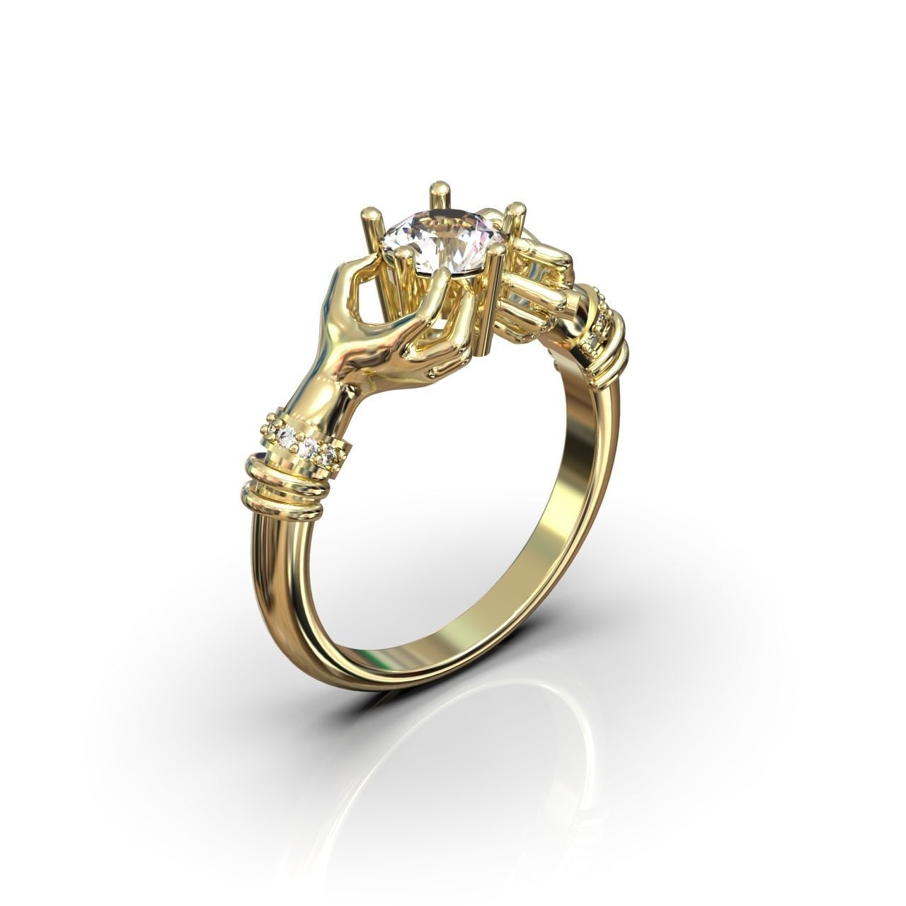 hand ring palms hold a stone all ring sizes 617 3D print model_24