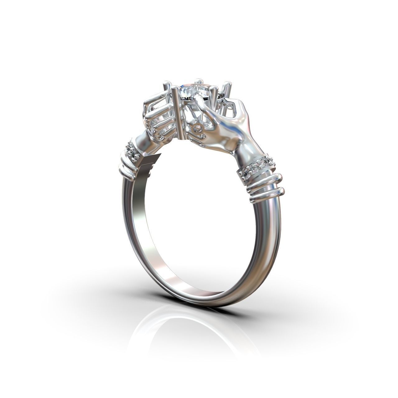 hand ring palms hold a stone all ring sizes 617 3D print model_16