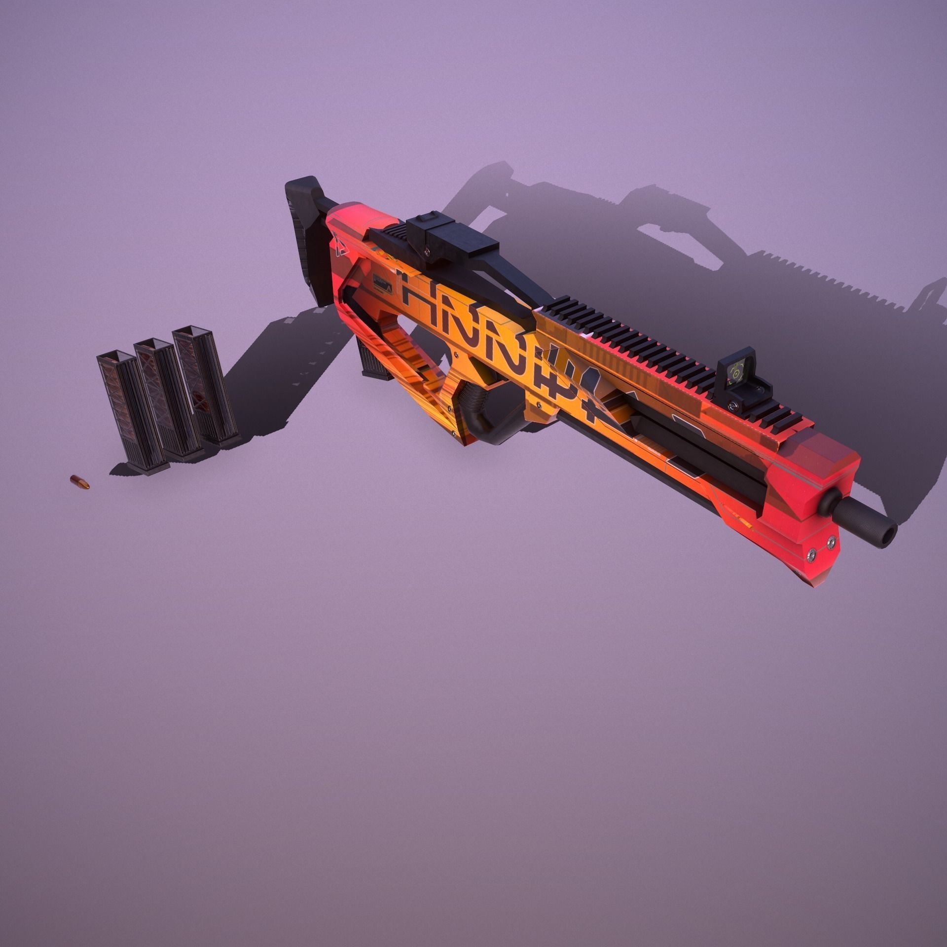 Sci-Fi Weapon Hunter II Low-poly 3D model_9