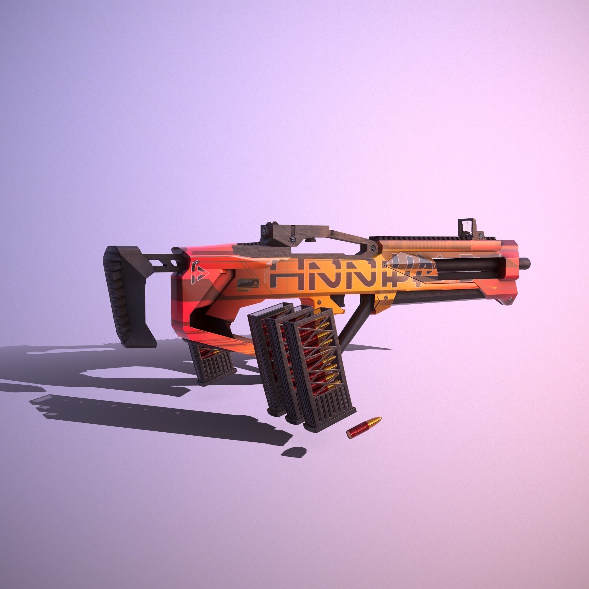 Sci-Fi Weapon Hunter II Low-poly 3D model_7