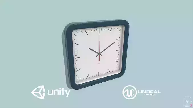 Wall Clock Low-poly 3D model