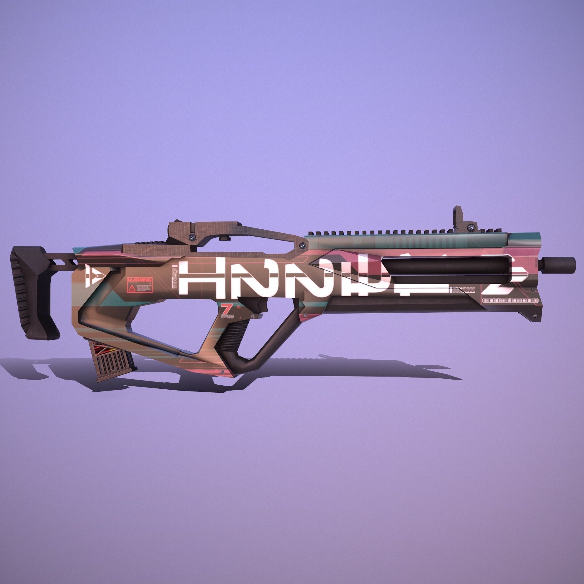 Sci-Fi Weapon Hunter II V2 Low-poly 3D model_4