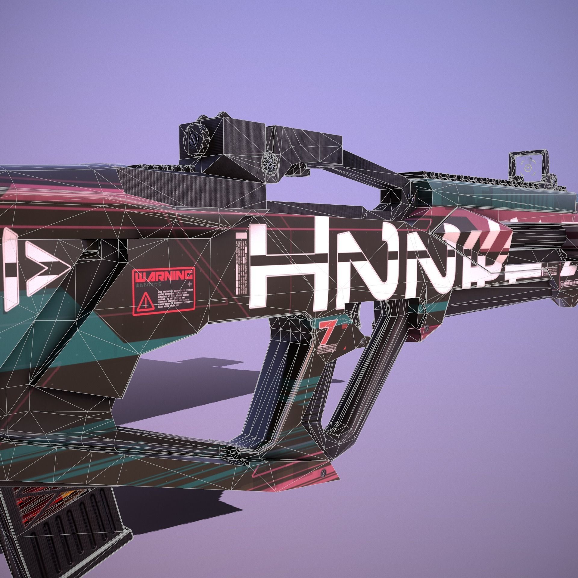 Sci-Fi Weapon Hunter II V2 Low-poly 3D model_8