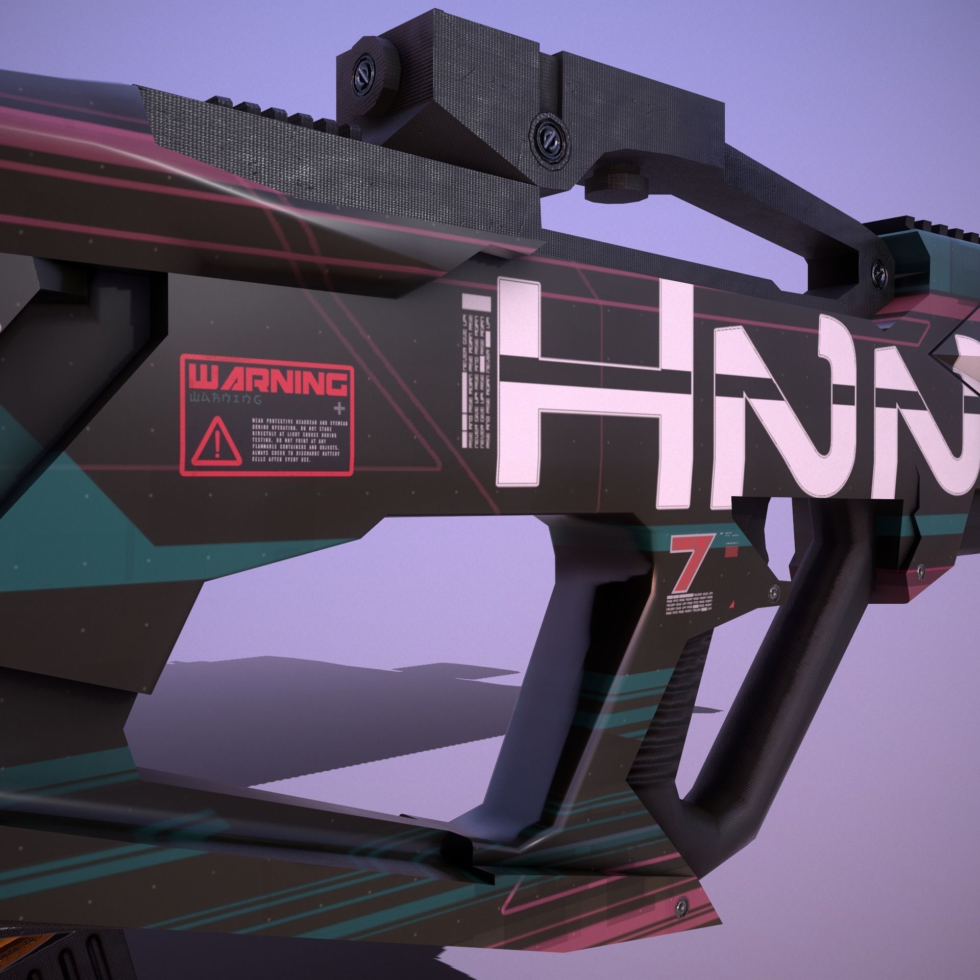 Sci-Fi Weapon Hunter II V2 Low-poly 3D model_2