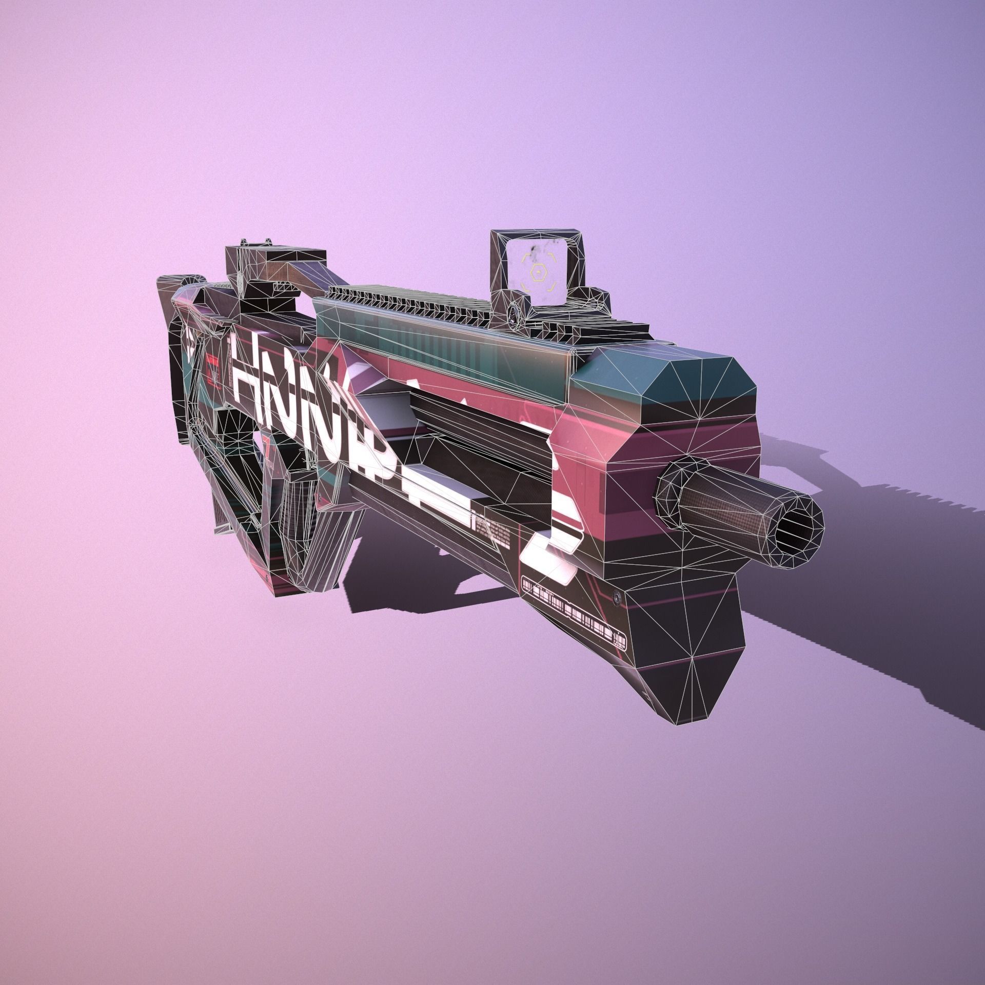 Sci-Fi Weapon Hunter II V2 Low-poly 3D model_7