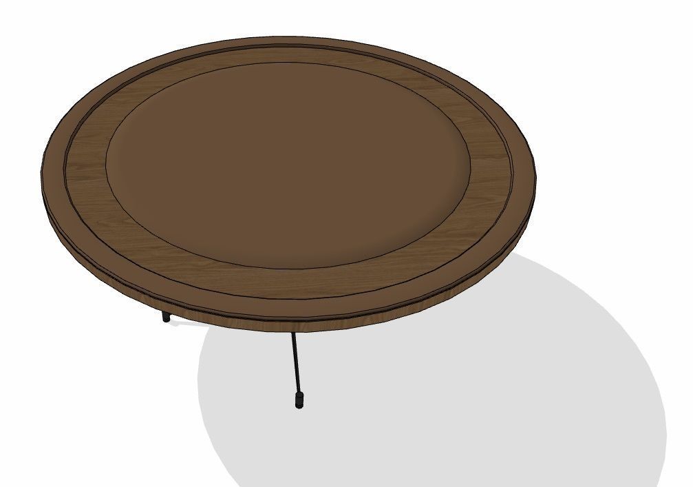 Round Wood Poker Table 3D model_1