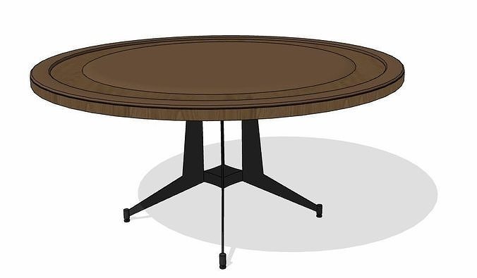 Round Wood Poker Table 3D model