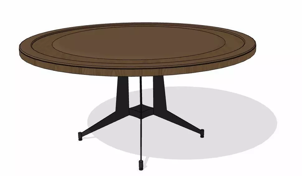 Round Wood Poker Table 3D model_0