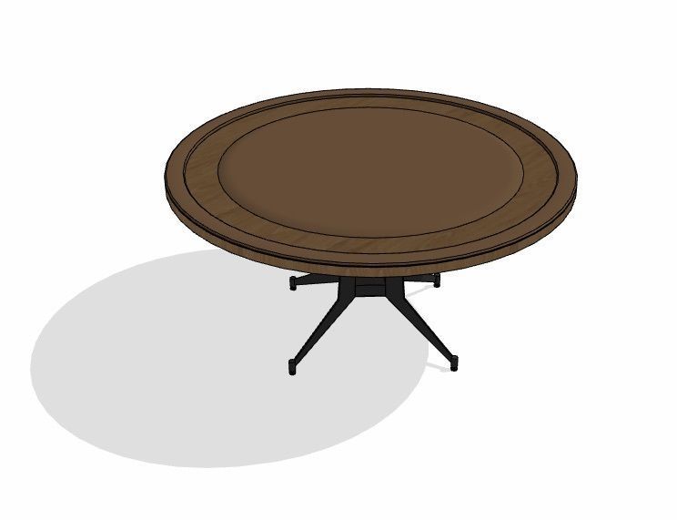 Round Wood Poker Table 3D model_3