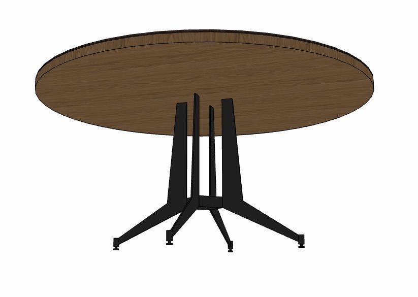 Round Wood Poker Table 3D model_2