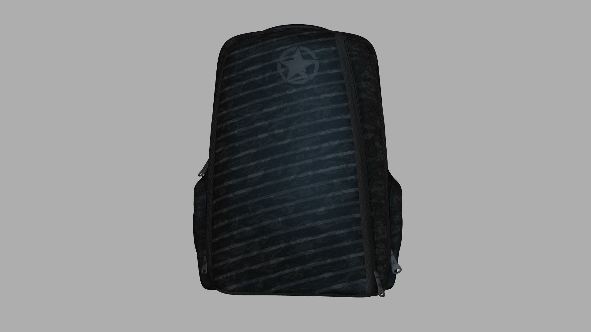 Black Camouflage Backpack - Character Costume Low-poly 3D model_1
