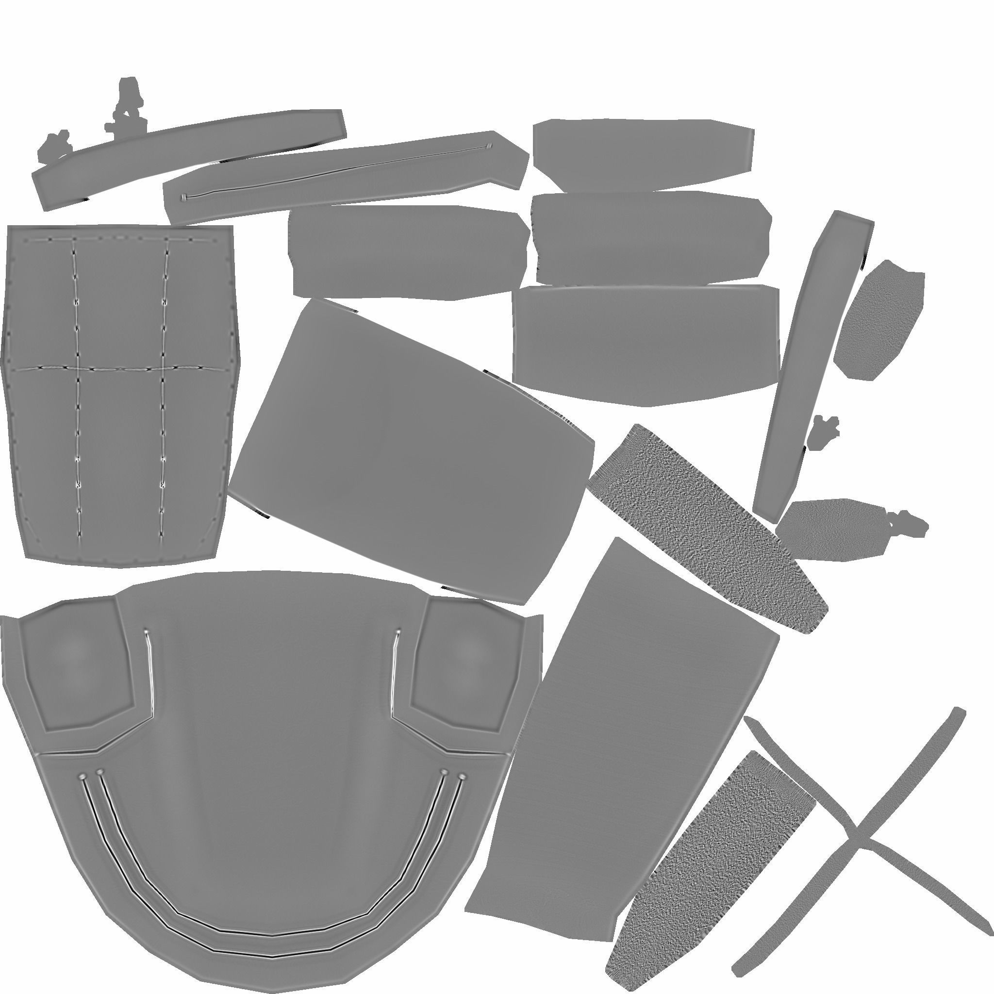 Black Camouflage Backpack - Character Costume Low-poly 3D model_20