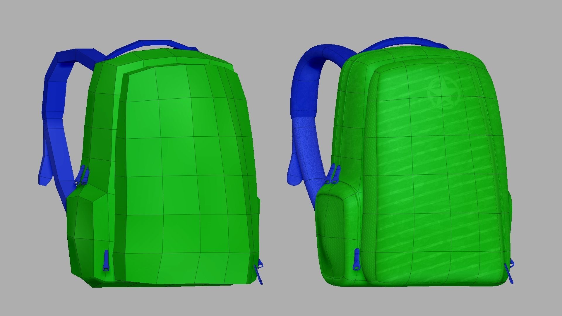 Black Camouflage Backpack - Character Costume Low-poly 3D model_14