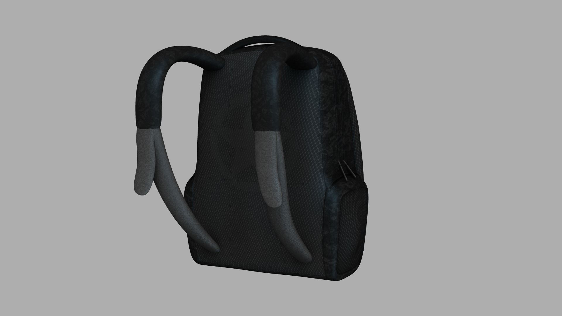 Black Camouflage Backpack - Character Costume Low-poly 3D model_8