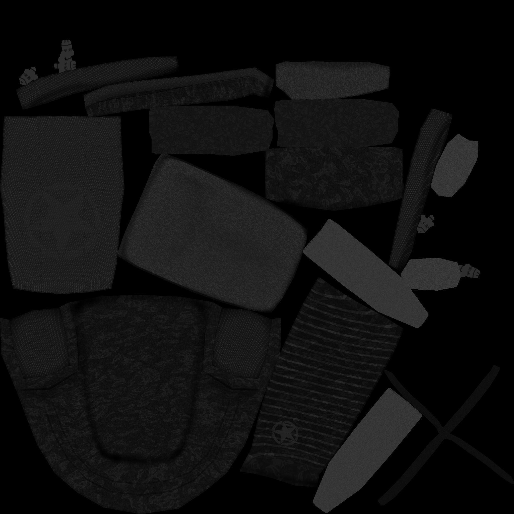 Black Camouflage Backpack - Character Costume Low-poly 3D model_17