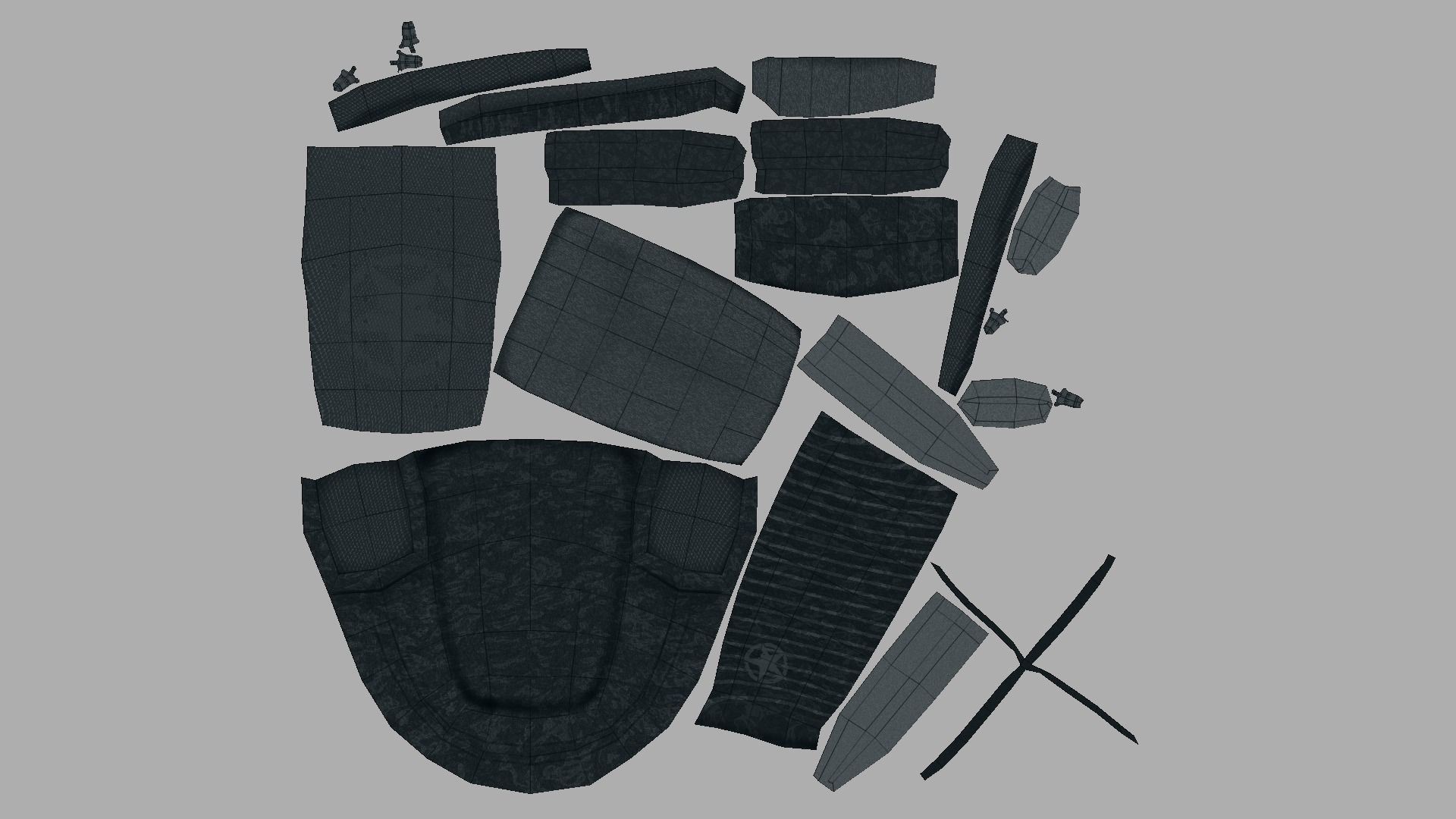 Black Camouflage Backpack - Character Costume Low-poly 3D model_15