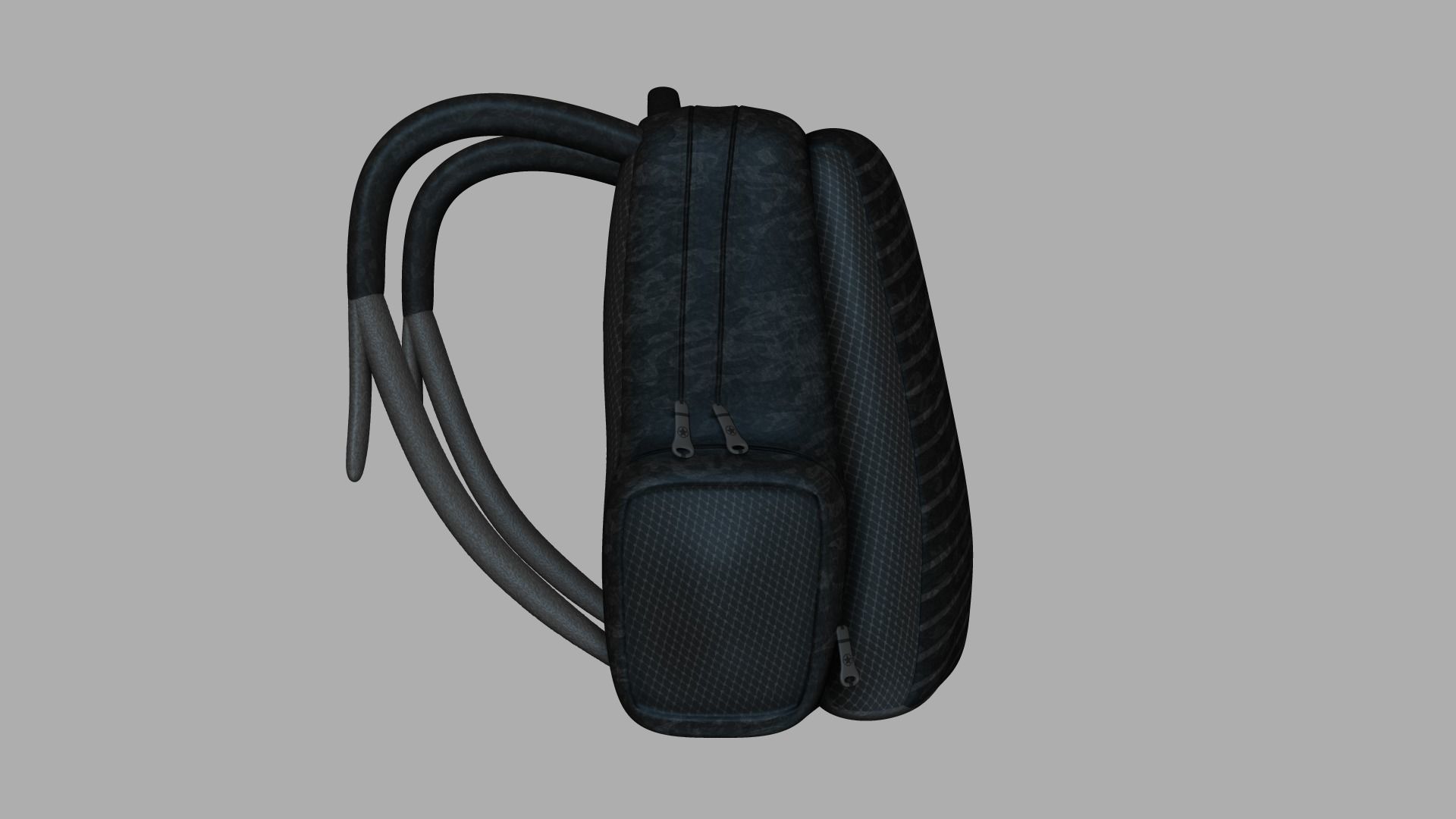 Black Camouflage Backpack - Character Costume Low-poly 3D model_7