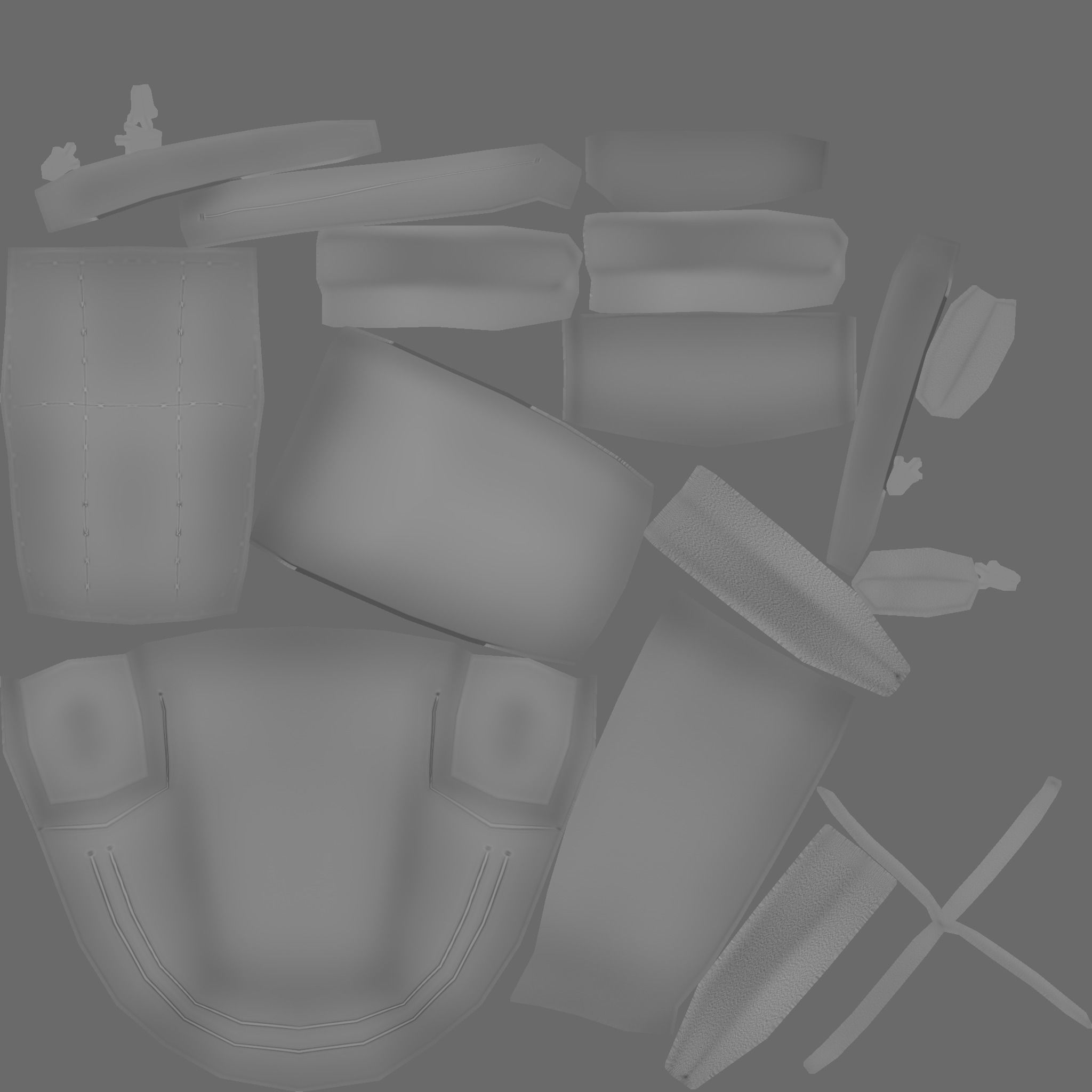 Black Camouflage Backpack - Character Costume Low-poly 3D model_23