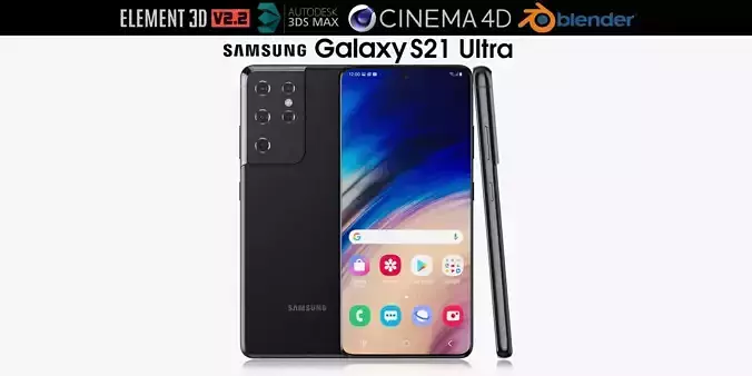 Samsung Galaxy S21 Ultra black v1 3D model