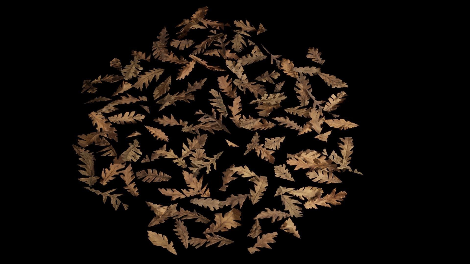 Dead Oak Leaves 4K Scanned Low-poly 3D model_23