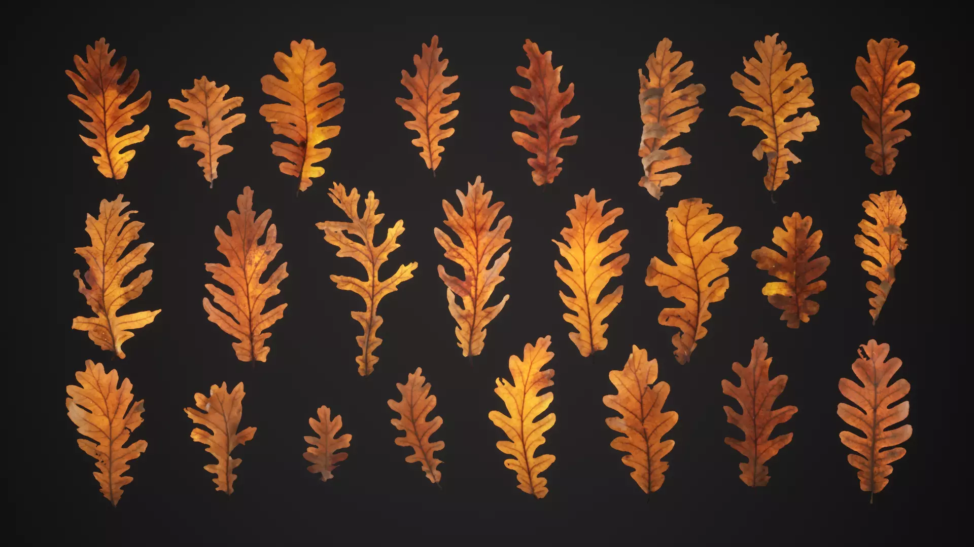 Dead Oak Leaves 4K Scanned Low-poly 3D model_0