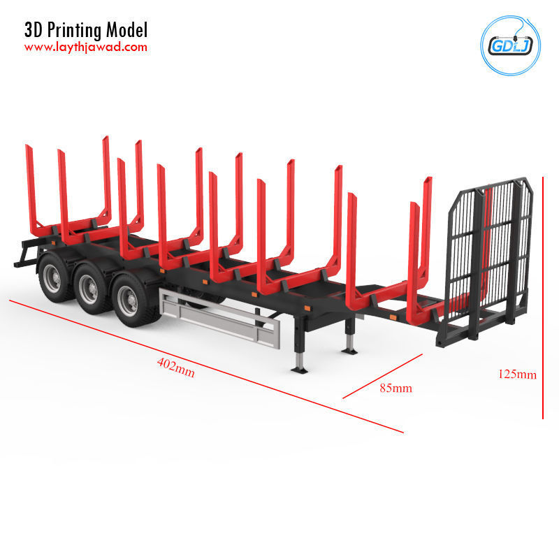 Trailer for Carrying Logs 3D print model_1