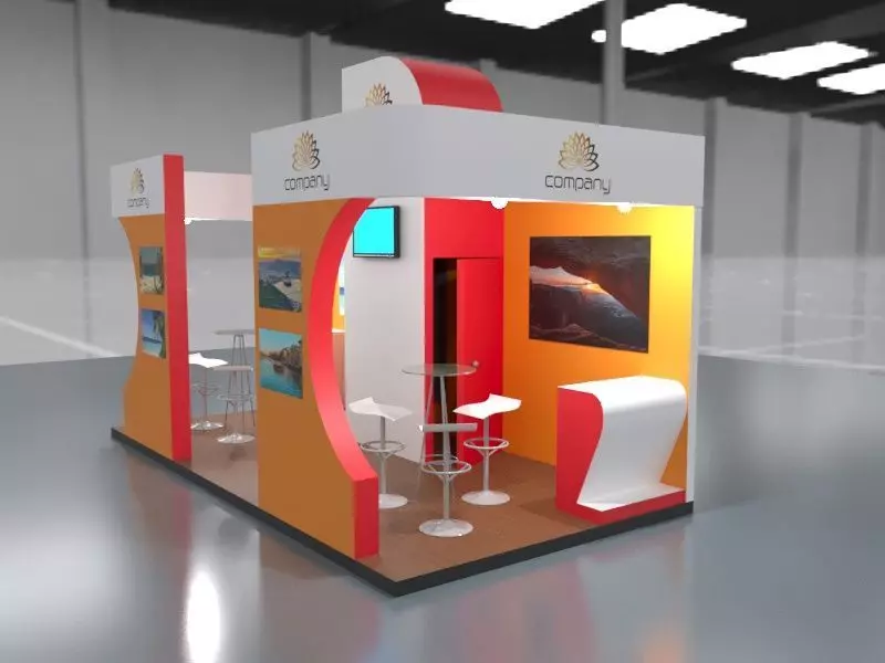 Exhibition Stand Booth stall 3x6m Height 400cm 3 Sides Open 3D model_0
