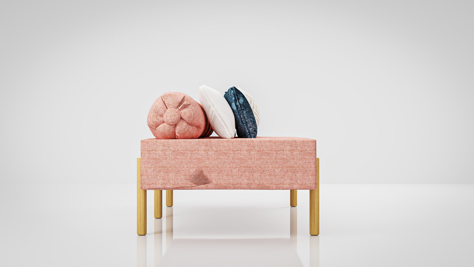 Sofa Athena Makeshift Bed Orange Fabric Free low-poly 3D model_8