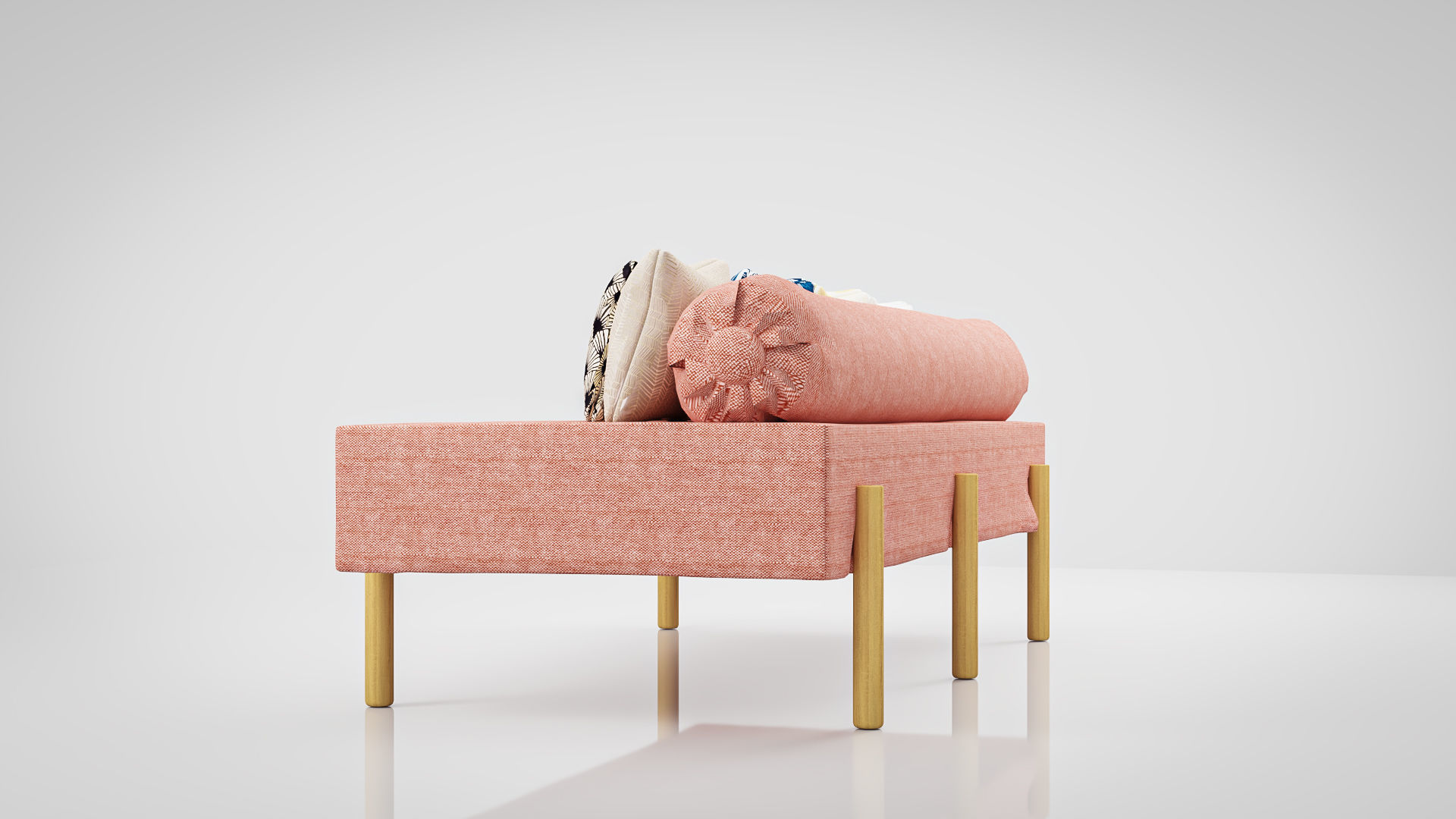 Sofa Athena Makeshift Bed Orange Fabric Free low-poly 3D model_5